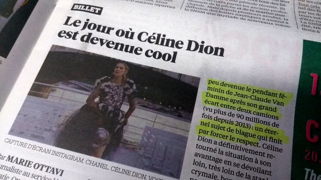 Extrait du billet de Libération sur Céline Dion