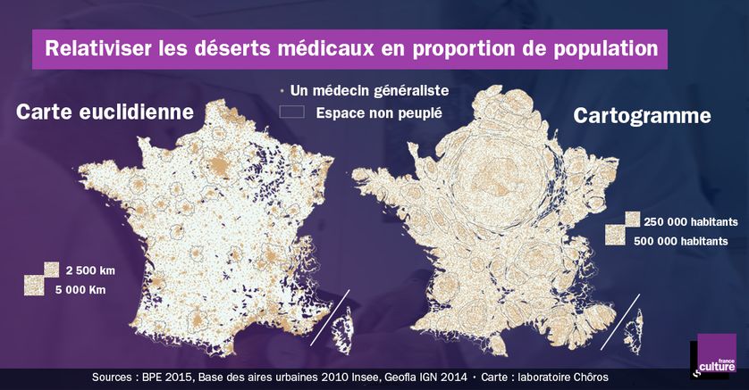 Le nombre de médecins par km et par proportion d'habitants