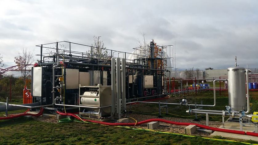 Installation experimentale BioGNVAL de Cryo Pur, branchée sur la station d'épuration de Valenton, dans le Val-de-Marne.