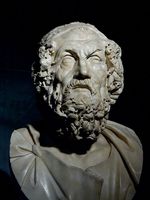 Buste de Homère. Marbre, copie romaine d'un original hellénistique du IIe siècle av. J.-C. (Musées du Capitole, Rome)
