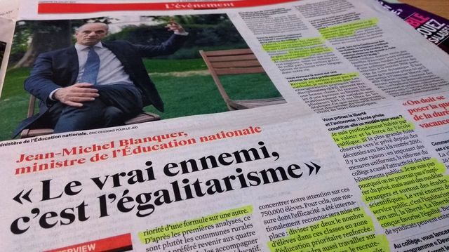 Extrait de l'interview de Jean-Michel Blanquer dans le JDD
