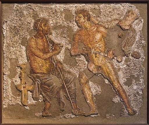Achilles et Agamemnon, scène de l'Iliade dans des mosaïques romaines.