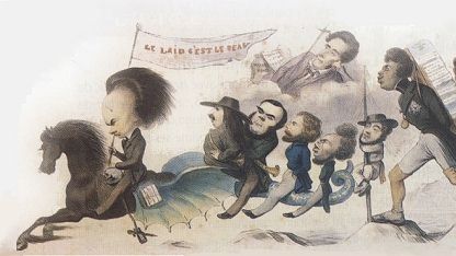 Victor Hugo à la tête de l'armée romantique. Le Grand chemin de la postérité, caricature de Benjamin Roubaud (1842) - Wikimedia Commons