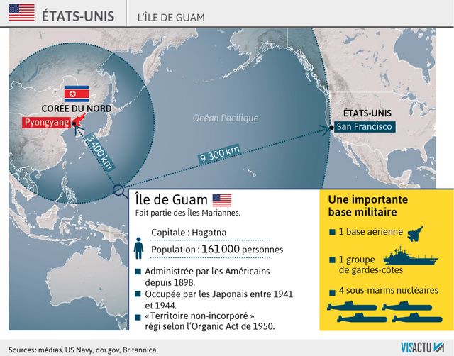 La Corée du Nord menace de s'en prendre à l'île de Guam.