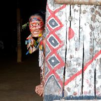 Un membre de la tribu amazonienne Tatuyo, dans son village du Rio Negro (Rivière Noire) près de la ville de Manaus (la photo date de 2014)
