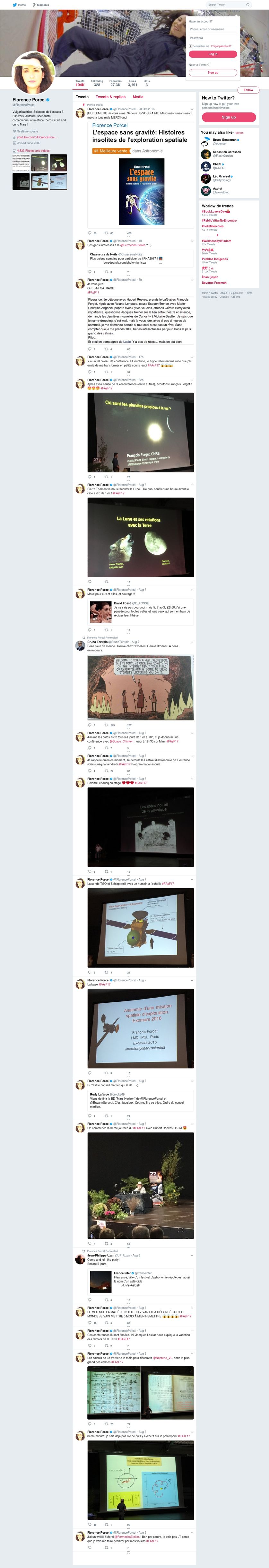 Capture du fil Twitter de Florence Porcel