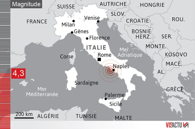 Le séisme a frappé l'île d'Ischia, au large de Naples. Son épicentre était situé à trois kilomètres au nord des côtes.