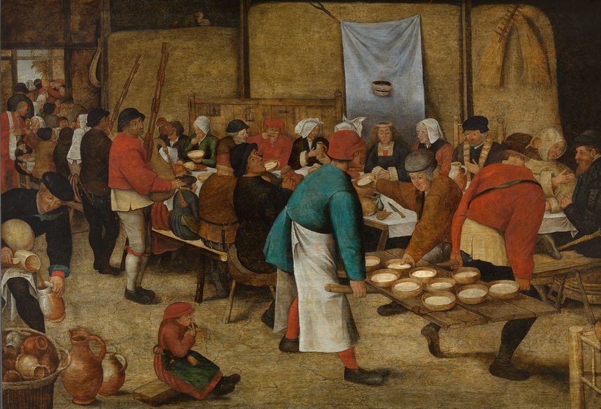 "Repas de Noces dans la grange" de Pieter II Brueghel, après 1616 (Huile sur toile: 69,9 cm x 105,2 cm), Musée des Beaux-Arts de Gand