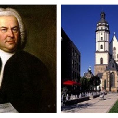 Johann Sebastian Bach (portrait de Elias Gottlob Haussmann, 1746) et Église Saint-Thomas de Leipzig