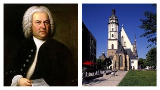 Johann Sebastian Bach (portrait de Elias Gottlob Haussmann, 1746) et Église Saint-Thomas de Leipzig ©Getty