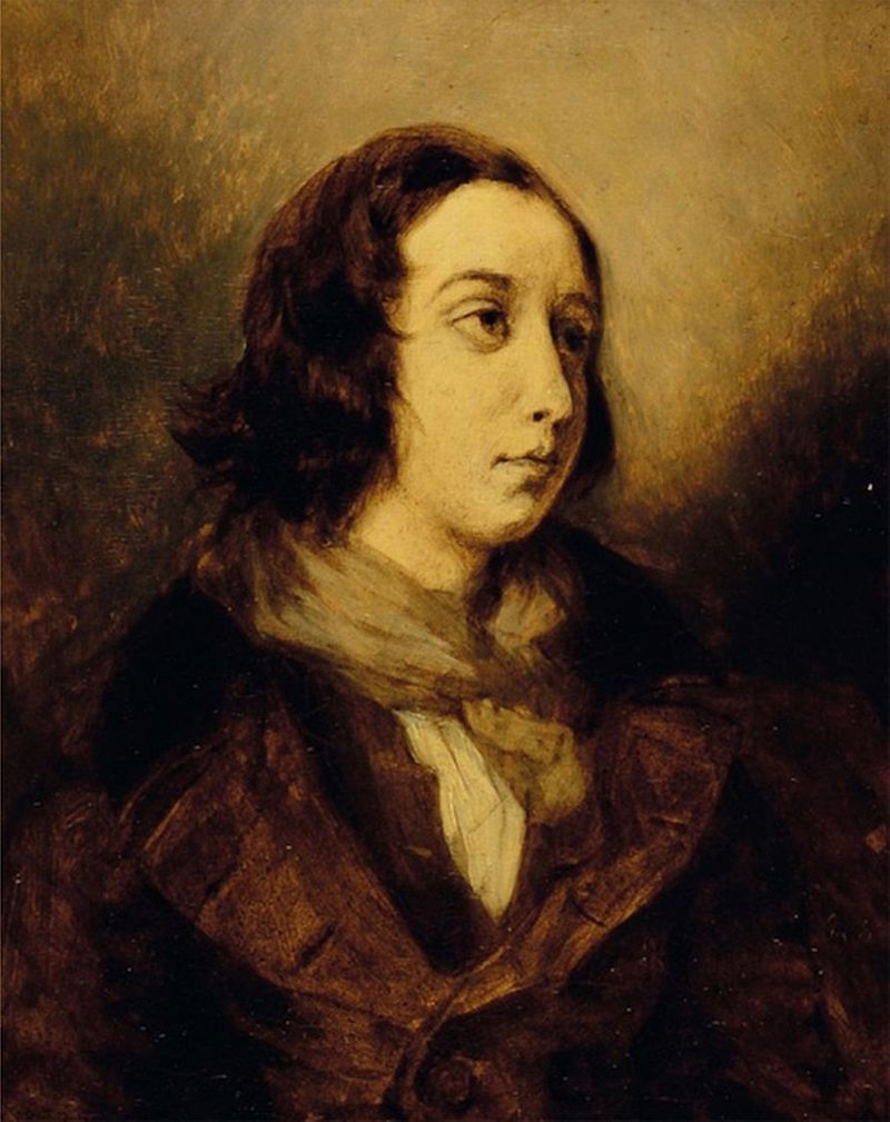 "George Sand habillée en homme" le 25 novembre 1834 par Eugène Delacroix.