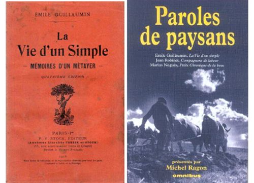Couvertures d'ouvrage de et sur Emile Guillaumin, écrivain paysan, originaire d'Ygrande.