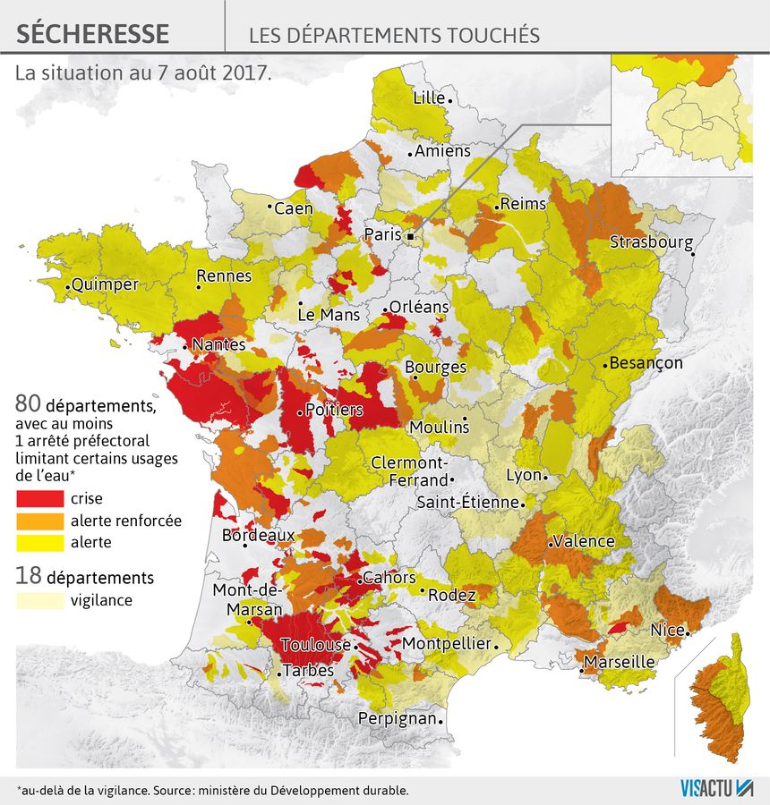 Sécheresse : 80 départements touchés