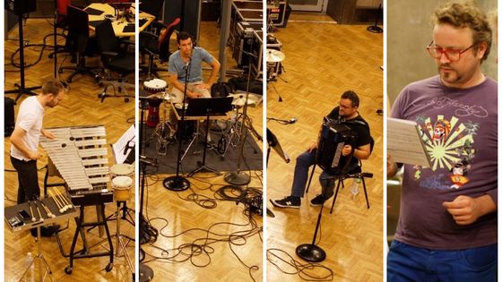 Le trio KDM et Jonathan Pontier en enregistrement au studio 107 ©Radio France - Dimitri Scapolan