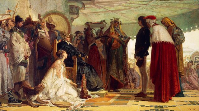 "Marco Polo à la cour du grand Khan" peint par Tranquillo Cremona (1837-1878).