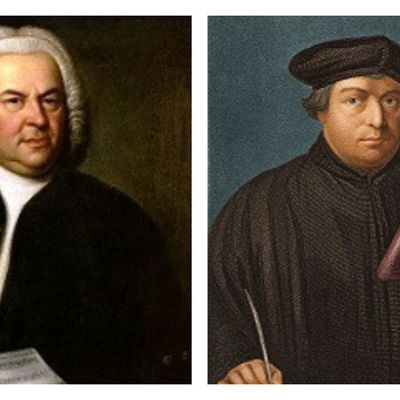 Johann Sebastian Bach (portrait de Elias Gottlob Haussmann, 1746) et Martin Luther (1520)