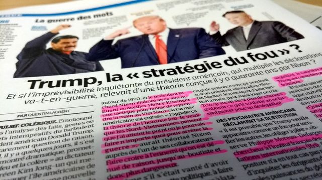 Extrait de l'article sur "la stratégie du fou" dans le Parisien - photo par Olivier Bénis