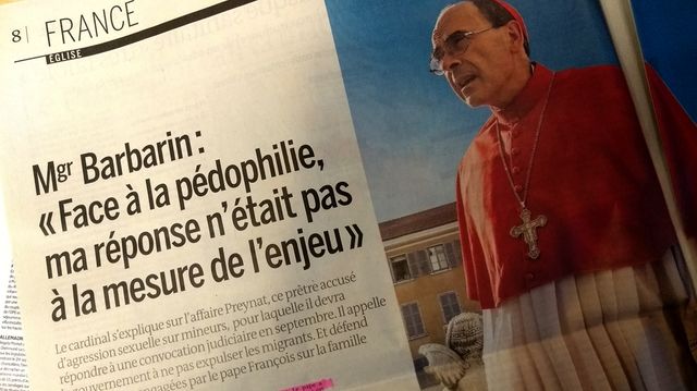 Extrait de l'interview du cardinal Barbarin dans Le Monde - photo par OIivier Bénis