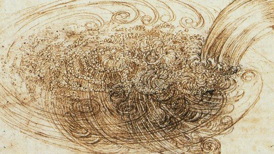 Schéma d'un écoulement turbulent par Leonardo de Vinci - Leonard de Vinci / CC