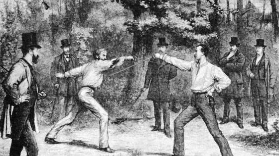 Code d'honneur, un duel au Bois De Boulogne, en 1874, in "Harper's Weekly", New York: Harper Brothers, 9 January 1875 - wikicommons/ G. Durand