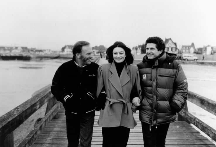 Jean-Louis Trintignant, Anouk Aimée et Claude Lelouch sur le tournage d'"Un homme et une femme" (1966).
