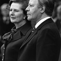 Helmut Schmidt et Margaret Thatcher en 1981