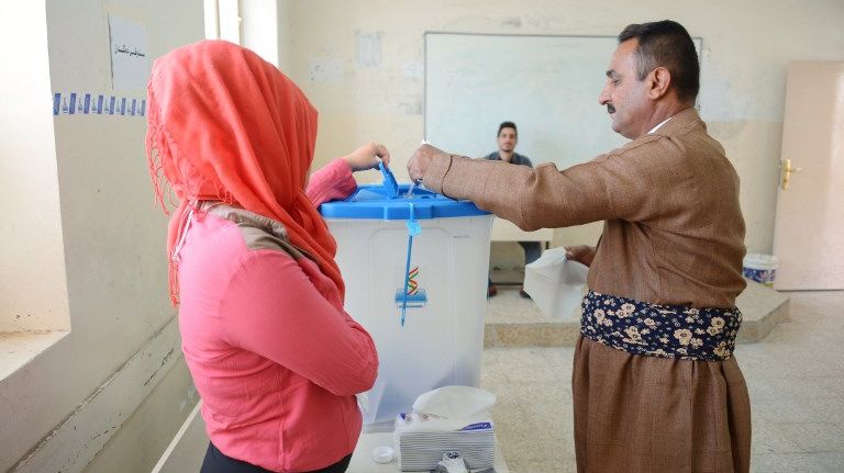 Un bureau de vote à Erbil