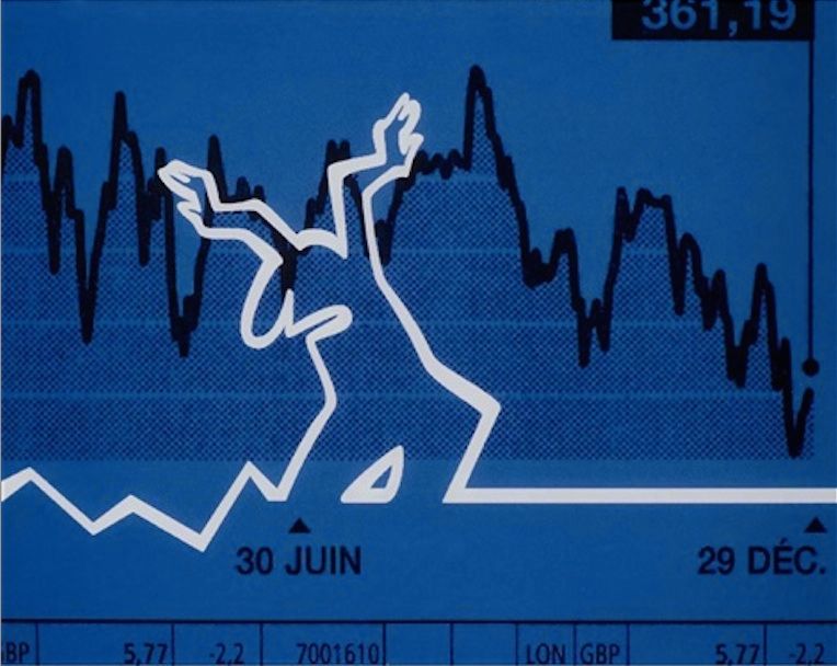 Franck Scurti, La linea (tractatus logico economicus) Bleu 1, 2002