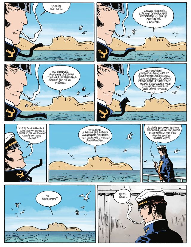 Planche d'Equatoria, episode 14 des aventures de Corto Maltese de Juan Diaz Canales et Ruben Pellejero, d'après Hugo Pratt