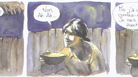 Planche extraite de la BD "Anent - Nouvelles des Indiens jivaros", par Alessandro Pignocchi reparti sur ses traces de Philippe Descola chez les Achuars..