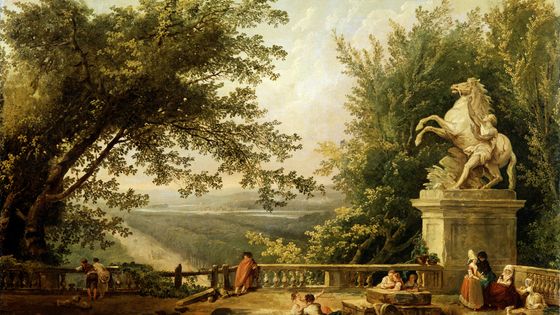 Tableau, "Ruines d'une terrasse dans le parc de Marly" par Hubert Robert peintre paysagiste. ©Getty - Heritage Images / Contributeur