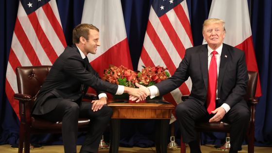Emmanuel Macron et Donald Trump à New York, ce lundi, avant l'ouverture de l'Assemble générale de l'ONU ©AFP - Ludovic MARIN