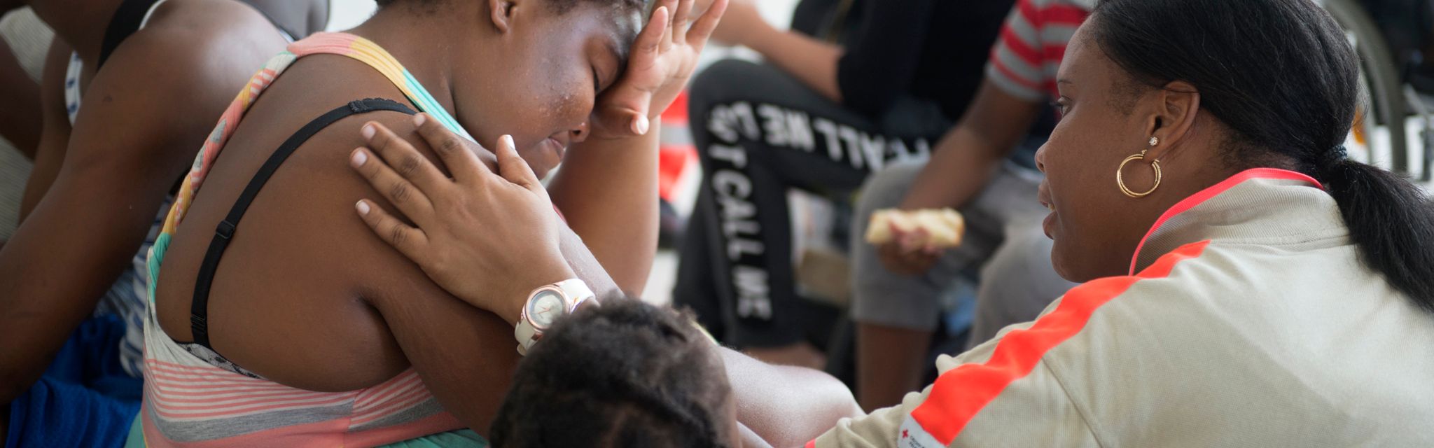Arrivée à Pointe-à-Pitre le 9 septembre 2017 pour cette habitante de Saint-Martin tout juste évacuée après le passage de l'ouragan Irma