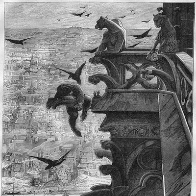 Illustration de Notre-Dame de Paris, éd. 1881, représentant la Galerie des Gargouilles récemment restorée par Viollet-le-Duc.