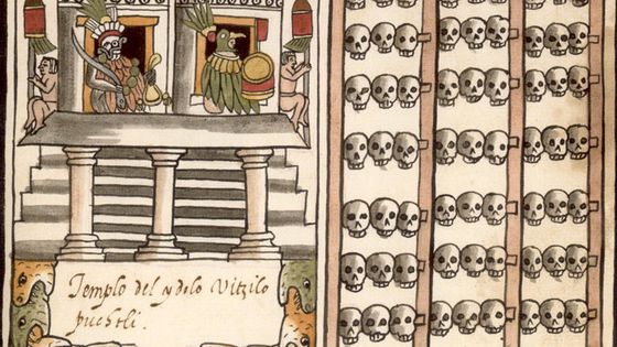 : le zompantli, ratelier de crânes (Mexico) - Wikipedia