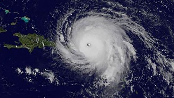 Image satellite de l'ouragan Irma recouvrant totalement les Petites Antilles ©AFP - HO / NASA/GOES PROJECT / AFP