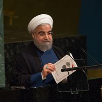 Le président iranien Hassan Rohani lors de son discours devant l'Assemblée générale des Nations Unies