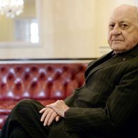 Pierre Bergé dans son bureau à Paris en 2015.