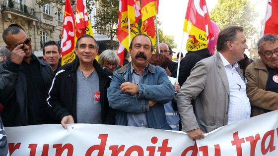 Philippe Martinez, secrétaire général de la CGT, à la manifestation contre la réforme du code du travail à Paris, le 21 septembre. ©Radio France - Hélène Fily