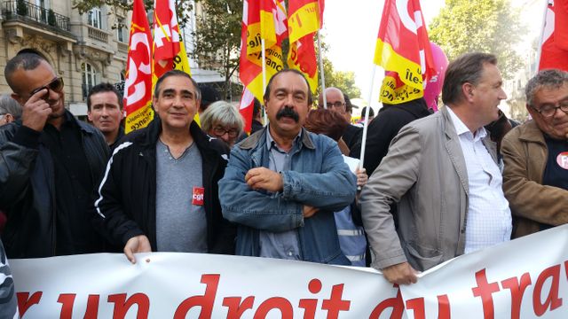 Philippe Martinez, secrétaire général de la CGT, à la manifestation contre la réforme du code du travail à Paris, le 21 septembre.