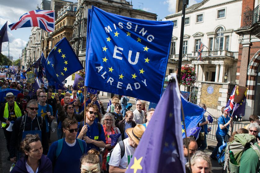 A Londres, le 9 septembre 2017, des milliers de personnes défilent contre le Brexit et réclament un deuxième référendum