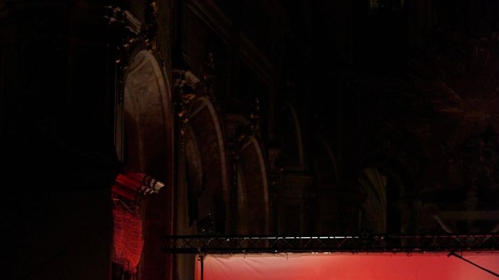 John Tilbury et Eddie Prevost dans le décor de l'Eglise Saint Merry par Magouka