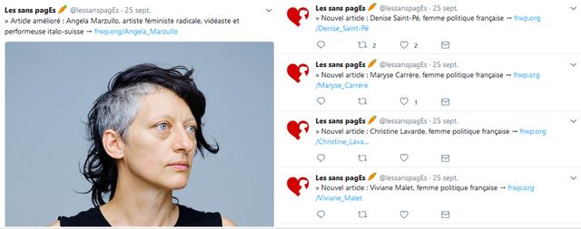 Le fil Twitter les sans pagEs annonce les nouvelles publications concernant les femmes