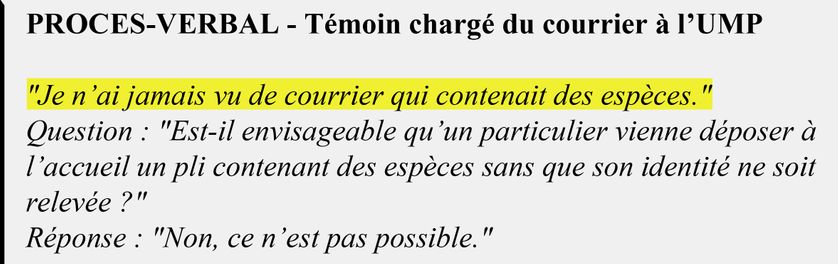 Extrait du procès-verbal d'un témoin en charge du courrier