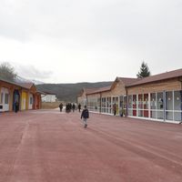L'école temporaire d'Amatrice, remplacée aujourd'hui par une nouvelle