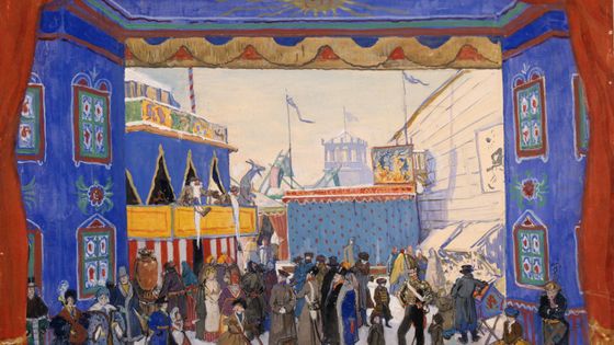 Décor pour la production originale de Petrouchka d'Igor Stravinsky en 1911 par Alexandre Benois. - Domaine public