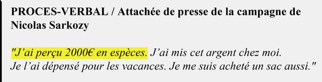 Extrait du procès-verbal de l'attachée de presse de la campagne de Nicolas Sarkozy en 2007