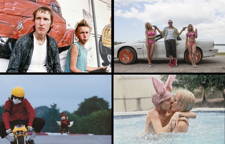 De gauche à droite, de haut en bas: images extraites des films Gummo, Spring Breakers, Mister Lonely et Gummo d'Harmony Korine