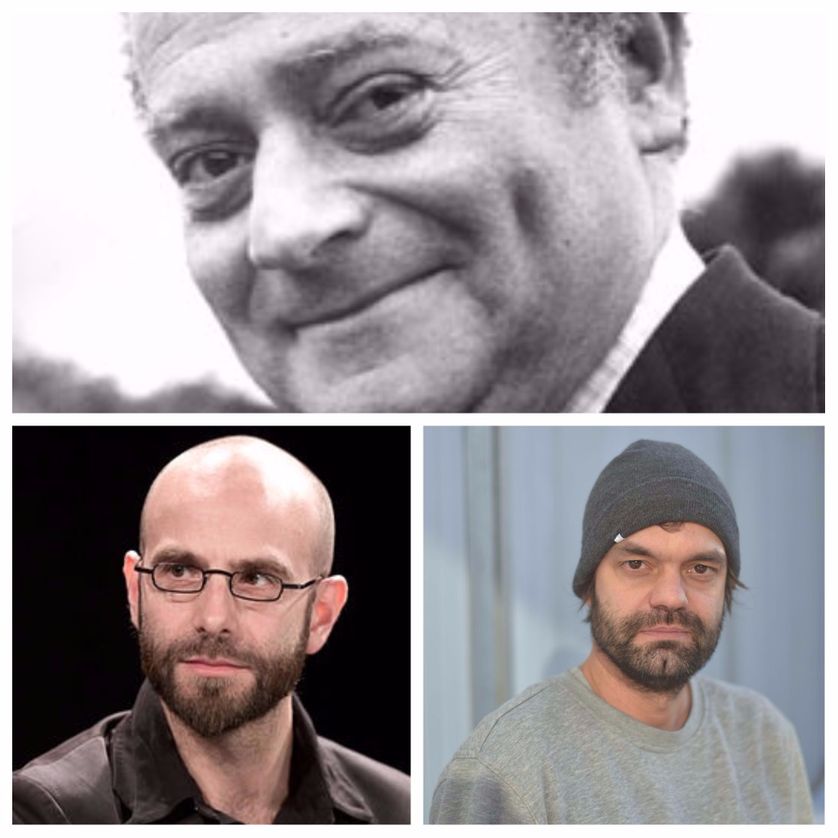 En haut, René Goscinny ; en bas à gauche : Ludovic Debeurme ; à droite : Olivier Schrauwen / Crédits : Creative Commons