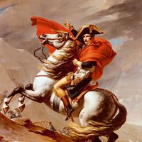 Napoléon franchissant le Grand-Saint-Bernard par Jacques-Louis David (1748-1825)